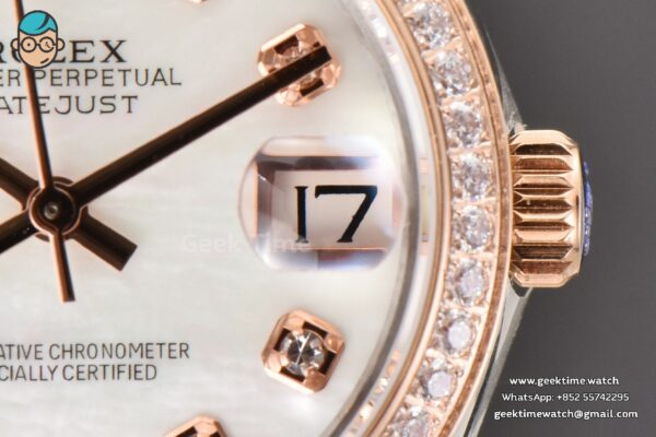 DateJust 31MM Ladies 904L RG/SS WF Diamond MOP Dial Jubilee Bracelet A2671 - Image 8