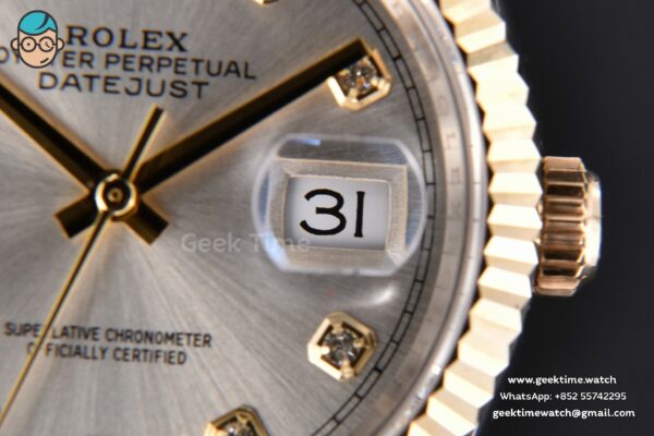 DateJust 36MM 904L YG/SS GMF Fluted Bezel Silver Dial Diamond Marker Jubilee Bracelet VR3235 - Image 9