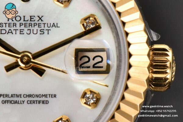 DateJust 28MM Ladies WF YG/SS MOP Dial Diamond Marker Jubilee Bracelet A2236 - Image 9