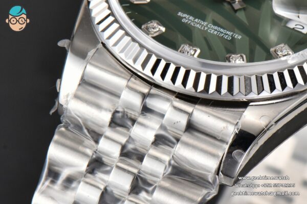 DateJust 36MM BPF Fluted Green Plam Dial Diamond Marker Jubilee Bracelet 2824 - Image 9