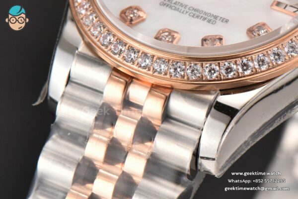 DateJust 31MM Ladies 904L RG/SS WF Diamond MOP Dial Jubilee Bracelet A2671 - Image 9