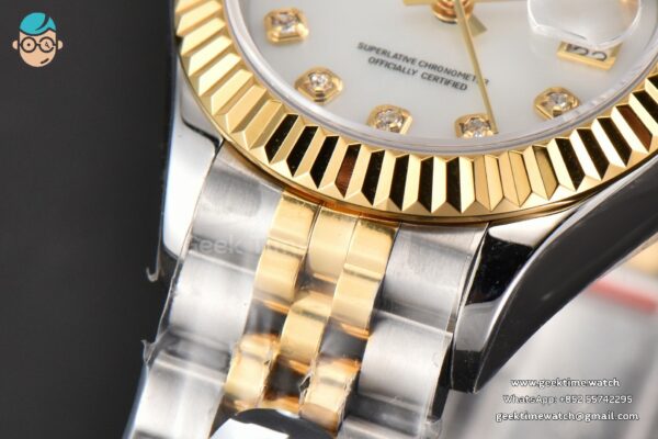 DateJust 28MM Ladies WF YG/SS MOP Dial Diamond Marker Jubilee Bracelet A2236 - Image 10