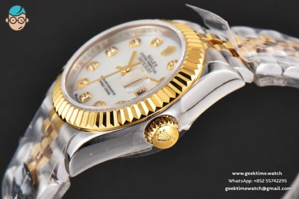 DateJust 28MM Ladies WF YG/SS MOP Dial Diamond Marker Jubilee Bracelet A2236 - Image 11