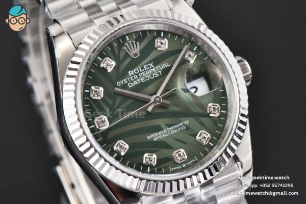 DateJust 36MM BPF Fluted Green Plam Dial Diamond Marker Jubilee Bracelet 2824 - Image 11