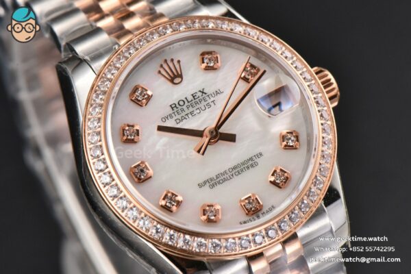 DateJust 31MM Ladies 904L RG/SS WF Diamond MOP Dial Jubilee Bracelet A2671 - Image 11