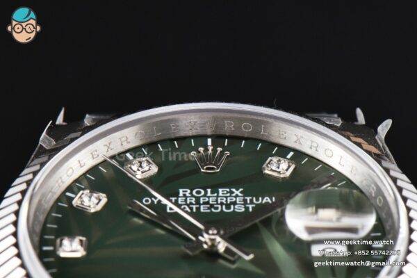 DateJust 36MM BPF Fluted Green Plam Dial Diamond Marker Jubilee Bracelet 2824 - Image 12