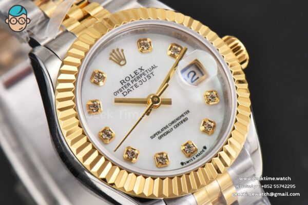 DateJust 28MM Ladies WF YG/SS MOP Dial Diamond Marker Jubilee Bracelet A2236 - Image 12