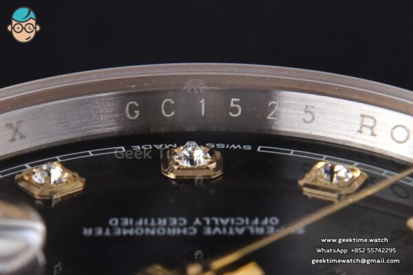 DateJust 36MM 904L YG/SS GMF Fluted Bezel Black Dial Diamond Marker Jubilee Bracelet VR3235 - Image 12