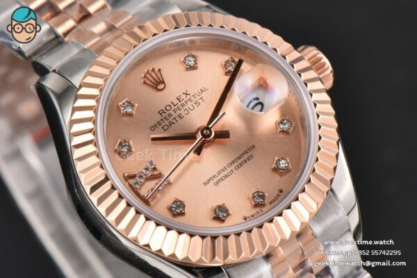 DateJust 28MM Ladies WF RG/SS RG Dial Diamond Marker Jubilee Bracelet A2236 - Image 12