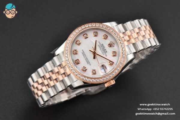 DateJust 31MM Ladies 904L RG/SS WF Diamond MOP Dial Jubilee Bracelet A2671 - Image 14
