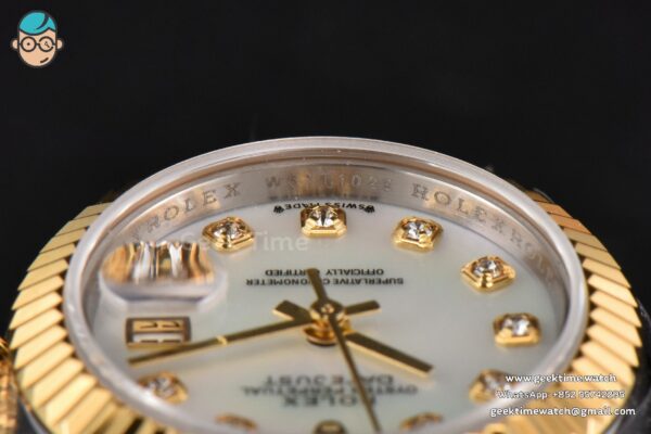 DateJust 28MM Ladies WF YG/SS MOP Dial Diamond Marker Jubilee Bracelet A2236 - Image 14