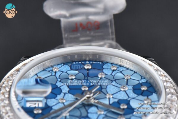 DateJust 31MM 904L GMF Diamond Bezel Blue Flowers Dial Jubilee Bracelet A2824 - Image 14