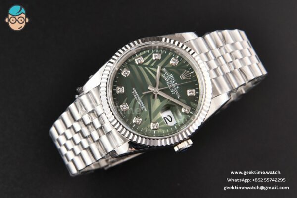 DateJust 36MM BPF Fluted Green Plam Dial Diamond Marker Jubilee Bracelet 2824 - Image 14