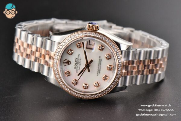 DateJust 31MM Ladies 904L RG/SS WF Diamond MOP Dial Jubilee Bracelet A2671 - Image 15