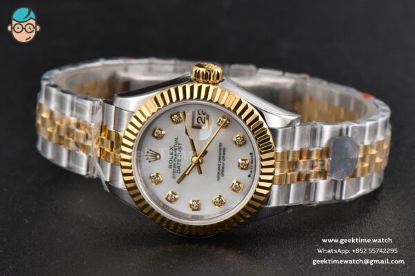 DateJust 28MM Ladies WF YG/SS MOP Dial Diamond Marker Jubilee Bracelet A2236 - Image 15