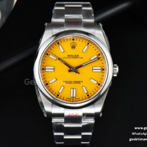 Oyster Perpetual 124300 41mm EWF gelbes Zifferblatt SS-Armband A3230