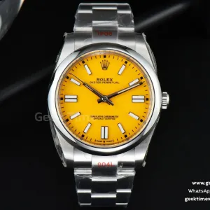Oyster Perpetual 124300 41mm EWF gelbes Zifferblatt SS-Armband A3230