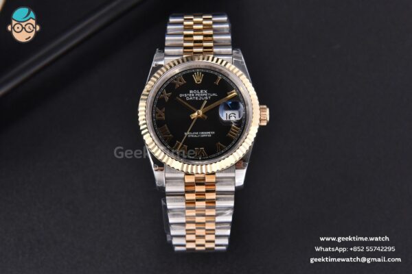 DateJust 36MM 904L YG/SS GMF Fluted Bezel Black Dial Roma Marker Jubilee Bracelet VR3235 - Image 2