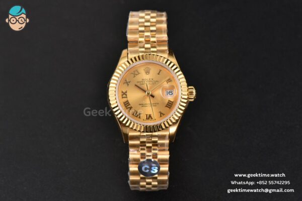DateJust 28MM Ladies WF YG Gold Dial Roma Marker Jubilee Bracelet A2236 - Image 2