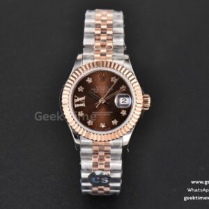 DateJust 28mm Ladies WF RG/SS Brown Dial Diamond Roma Marker Jubilee Bracelet A2236