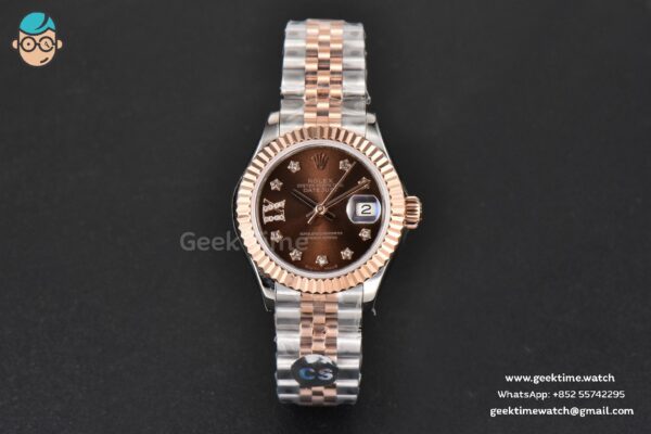 DateJust 28MM Ladies WF RG/SS Brown Dial Diamond Roma Marker Jubilee Bracelet A2236 - Image 2