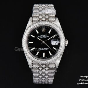 DateJust 41mm Full Diamond GMF Black Dial Jubilee Bracelet A2824