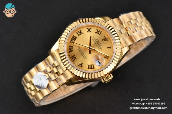 DateJust 28MM Ladies WF YG Gold Dial Roma Marker Jubilee Bracelet A2236 - Image 4