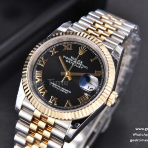 DateJust 36MM 904L YG/SS GMF Fluted Bezel Black Dial Roma Marker Jubilee Bracelet VR3235