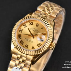 DateJust 28MM Ladies WF YG Gold Dial Roma Marker Jubilee Bracelet A2236
