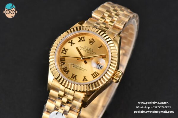 DateJust 28MM Ladies WF YG Gold Dial Roma Marker Jubilee Bracelet A2236