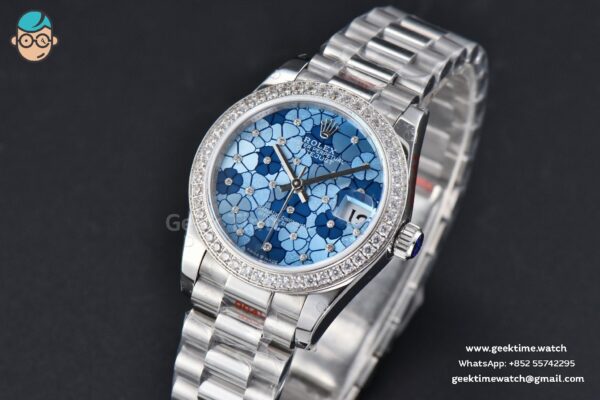 DateJust 31MM 904L GMF Diamond Bezel Blue Flowers Dial President Bracelet A2824