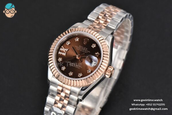 DateJust 28MM Ladies WF RG/SS Brown Dial Diamond Roma Marker Jubilee Bracelet A2236