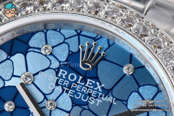 DateJust 31MM 904L GMF Diamond Bezel Blue Flowers Dial President Bracelet A2824 - Image 5