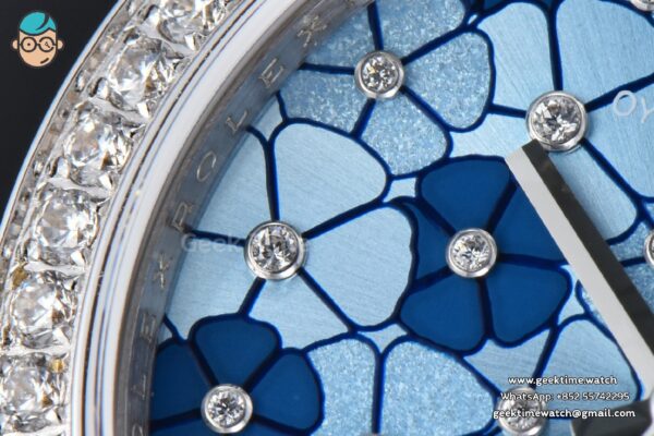 DateJust 31MM 904L GMF Diamond Bezel Blue Flowers Dial President Bracelet A2824 - Image 6