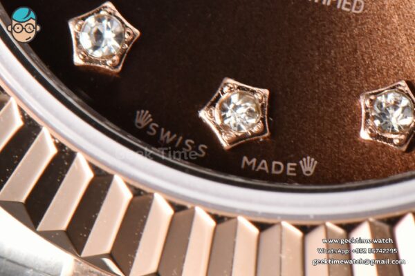 DateJust 28MM Ladies WF RG/SS Brown Dial Diamond Roma Marker Jubilee Bracelet A2236 - Image 7