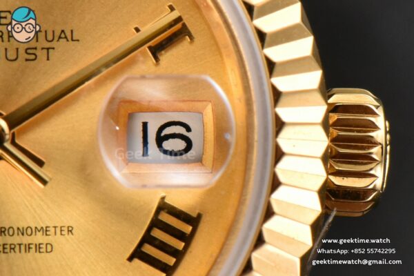 DateJust 28MM Ladies WF YG Gold Dial Roma Marker Jubilee Bracelet A2236 - Image 9