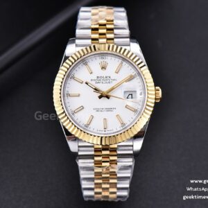 DateJust 41mm YG/SS GMF White Dial Stick Marker Fluted Bezel Jubilee Bracelet VR3235