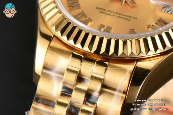 DateJust 28MM Ladies WF YG Gold Dial Roma Marker Jubilee Bracelet A2236 - Image 10