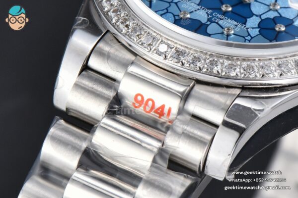 DateJust 31MM 904L GMF Diamond Bezel Blue Flowers Dial President Bracelet A2824 - Image 10