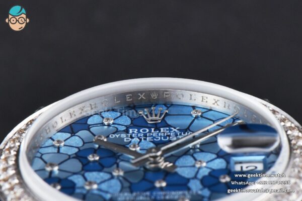 DateJust 31MM 904L GMF Diamond Bezel Blue Flowers Dial President Bracelet A2824 - Image 13