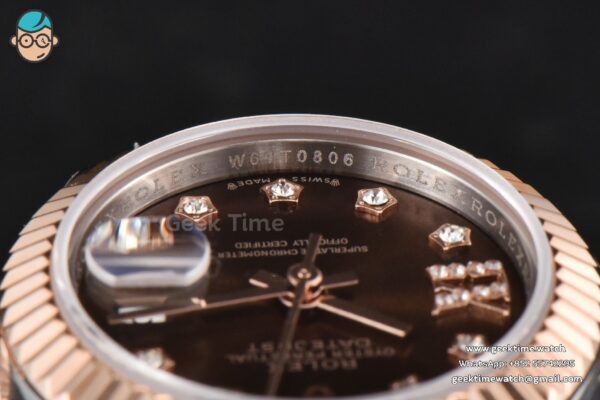 DateJust 28MM Ladies WF RG/SS Brown Dial Diamond Roma Marker Jubilee Bracelet A2236 - Image 14