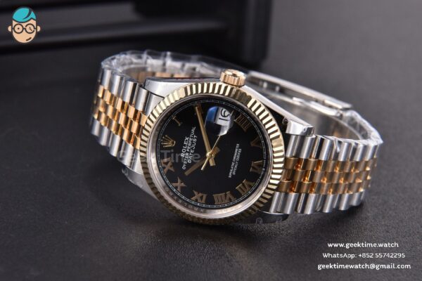 DateJust 36MM 904L YG/SS GMF Fluted Bezel Black Dial Roma Marker Jubilee Bracelet VR3235 - Image 15