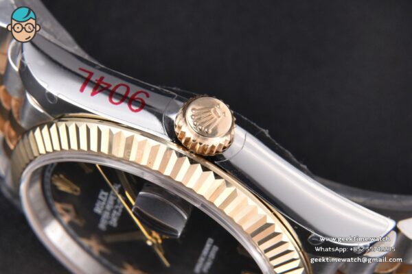 DateJust 36MM 904L YG/SS GMF Fluted Bezel Black Dial Roma Marker Jubilee Bracelet VR3235 - Image 16