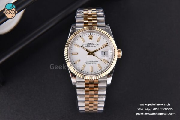 DateJust 36MM 904L YG/SS GMF Fluted Bezel White Dial Lume Marker Jubilee Bracelet VR3235 - Image 2
