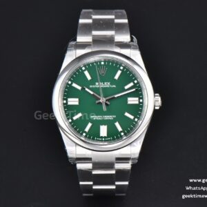 Oyster Perpetual 124300 41mm VSF 904L grünes Zifferblatt Oyster-Armband VS3235