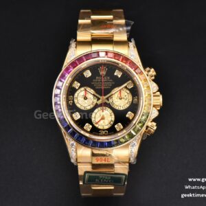 Daytona 116598 King YG Rainbow Diamond Black Dial YG Bracelet A7750