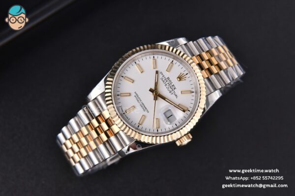 DateJust 36MM 904L YG/SS GMF Fluted Bezel White Dial Lume Marker Jubilee Bracelet VR3235 - Image 4