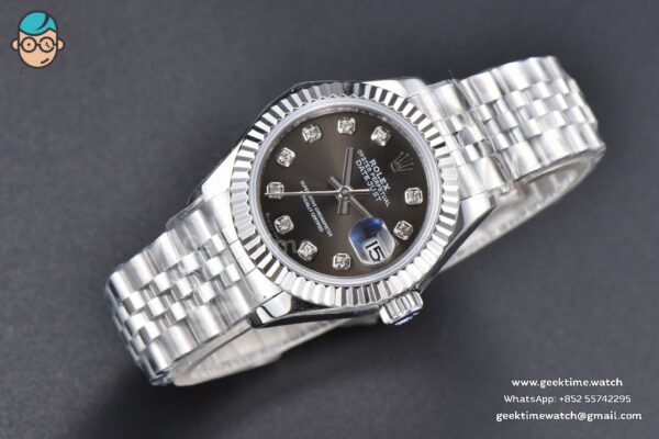 DateJust 28MM WF Gray Dial Diamond Marker Jubilee Bracelet A2671 - Image 4