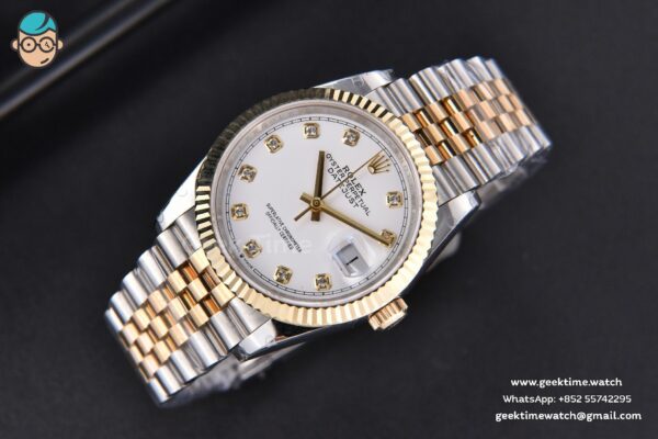 DateJust 36MM 904L YG/SS GMF Fluted Bezel White Dial Roma Marker Jubilee Bracelet VR3235 - Image 4