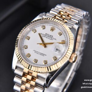 DateJust 36MM 904L YG/SS GMF Fluted Bezel White Dial Roma Marker Jubilee Bracelet VR3235